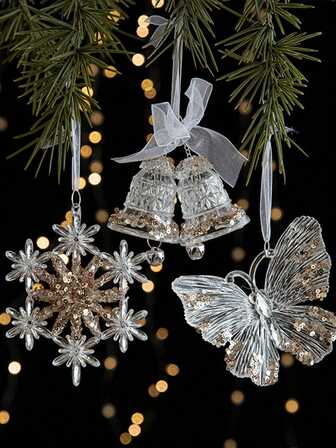 1pc Christmas Decoration Sequins Acrylic Pendant Transparent Snowflake Pendant Christmas Tree Scene Decoration Props,Suitable New Year Home Decor Christmas Decorations Room Decor Winter Christmas Decorations Home Christmas Gifts Christmas Decor