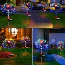 1 个太阳能接地插头，适用于户外烟花灯，60/90/200 LED 庭院灯，8 种仙女彩灯模式，适用于草坪、花园和小径、小路、花园、庭院、派对、万圣节和圣诞节装饰。太阳能接地插头，适用于草坪灯、户外装饰灯户外装饰灯 - 太陽能煙火燈 - 查看 12