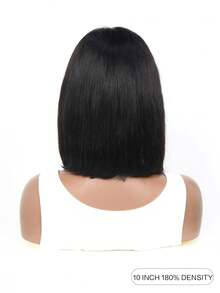 真人发鲍勃假发 13x5x1 T 部分蕾丝前假发短鲍勃 8 英寸中分假发巴西纯直发自然色 - 自然色&黑色系 - 查看 3