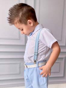 Beige Children's Set For Boys, Suspenders And Bermuda Shorts - P.M.G.1.2.3.4.6.8.10.12 - Màu xanh nhạt - Xem 5