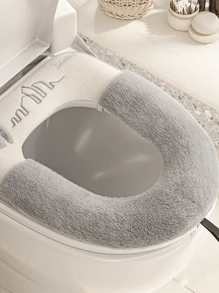 1pc All Season Universal Toilet Seat Cover, Cartoon Style Toilet Cushion With Waterproof Hook & Loop Fastener Bathroom Decor Fall Decor
