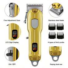 BLUTOOL Men's Shaver Professional Hair Clipper Rechargeable Electric Hair Clipper With LCD Display - Gold - View 2