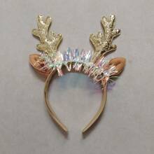 1 pièce Bandeau avec bois de cerf de Noël, clochette et paillettes, accessoire de cheveux de décoration de fête (style aléatoire, piles non incluses). Meilleurs cadeaux