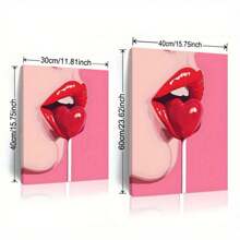 1pc Modern Pink Style Canvas Poster, Disco Ball Canvas Art Wall Decoration, Sexy Lips And Ball Oil Painting Printing, Ideal Decoration For Living Room, Bedroom, Bar And Party, With Wooden Framed, Wall Art - 04 - View 4