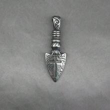 1pc Stainless Steel Vintage Cross, Spearhead & Arrow Charm Necklace With Chain For Men - Arrow - View 3