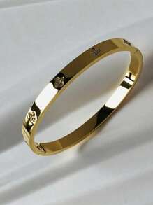 أساور ذات الماس الأسطواني الملون الفاخر مقاومة للماء من الفولاذ المقاوم للصدأ بطلاء ذهب عيار 18 قيراط مجوهرات موضة للنساء - إسورة - مشاهدة 8