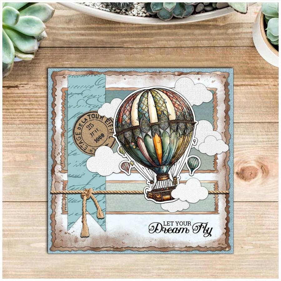 1 Hot Air Balloon Stamp And Mold Set Yearning For Freedom Transparent