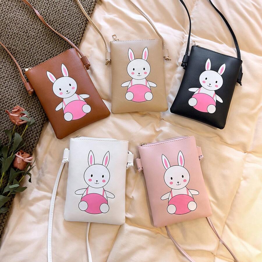 1 chiếc túi đeo chéo họa tiết thỏ dễ thương, túi đựng điện thoại di động, túi đeo chéo du lịch hàng ngày, ví, thích hợp sử dụng hàng ngày, du lịch, tiệc tùng, quà tặng lý tưởng - A - Xem 1