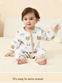 Túi ngủ trẻ em ấm áp thoải mái cho mùa xuân thu bé trai bé gái unisex hoạt hình in 3D Air chần bông dệt kim ấm áp xẻ chân túi ngủ một mảnh đồ ngủ - Nhiều màu - Xem 7