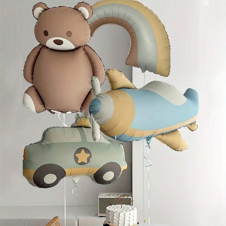 Bộ 3 bóng bay hoạt hình mờ cho sinh nhật, tiệc mừng, đính hôn và trang trí lễ hội nói chung - Vật dụng tiệc trong nhà và bố trí không khí lớp học - Màu Khaki - Xem 1