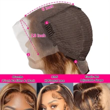 26 英寸高光 13x6 波浪形高清透明蕾丝前假发真人头发 4/27 女士蜂蜜金色波浪形蕾丝前假发 180% 密度无胶渐变色假发已预拔婴儿头发 - S4/27 - 查看 5