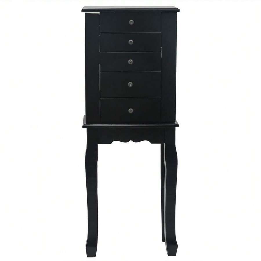 New 5 Drawers Jewelry Mirror Armoire Storage Stand Chest