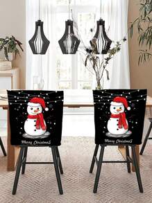 1/2/4/6 chiếc Vỏ ghế Giáng sinh hình con nai, cây thông Noel, thiết kế bông tuyết, trang trí nhà cửa cho phòng ăn, phòng khách - màu đen - Xem 7