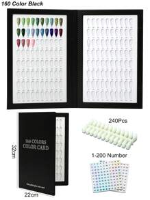 160/308/320/480 Colors PU Material /Cardboard Material Nail Display Book Nail Polish Books With Fake Nails Tips False Nails Styles Showing Book Nails Tool,240/360/480/600PCS False Nail *200/400/500/PCS Number Stickers/Set,Christmas And Winter Nail Tools