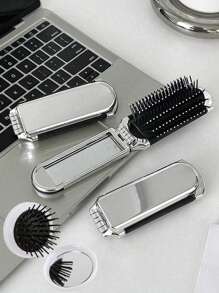 1 件便携式折叠梳子带气垫和镜子，折叠发刷带镜子，旅行发刷，便携式礼物轻巧小发刷，旅行口袋发梳，钱包和健身房化妆品收纳袋化妆收纳包迷你袋旅行小化妆盒配件化妆架刷包化妆容器化妆包旅行必需品女士配件旅行用品、发刷、梳子、美发工具、理发沙龙美发产品和配件美容旅行必需品、返校、旅行度假必需品、女士发饰、刷子、发刷、边刷、刷头发、发梳、梳头发、顺发刷、球刷、迷你发刷、发刷套装、木梳、发刷、刷子、梳子、光滑后刷、发刷、边刷、刷头发、发梳、发刷套装、梳头发、迷你发刷、顺发刷、发刷、头发、配件、美发产品、美发工具、美发用品护发、卷发刷、理发器、理发配件、美发设备