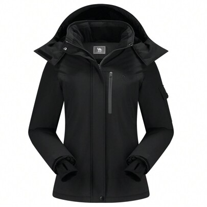 CAMEL CROWN Women's Ski Jacket Waterproof Warm Coat Winter Fleece Snow Coat Hooded Snowboarding Jacket