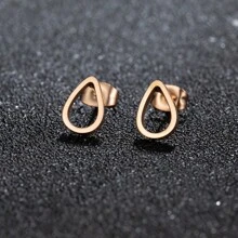 1Pair Stainless Steel Golden Plated Tear Drop Earrings For Women L Waterdrop Hoop Earrings Jewelry - 423 - View 11