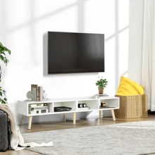 VOWNER 59" TV Stand With Open Shelf Up To 55-60 Inch TV, Console Table Entertainment Center For Living Room, Bedroom,Thanksgiving Christmas Gifts - 白色 - 查看 8