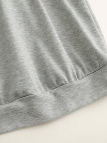 Bộ 2 món/Bộ đồ bầu màu trơn tối giản cổ tròn tay dài và quần - Xám - Xem 3