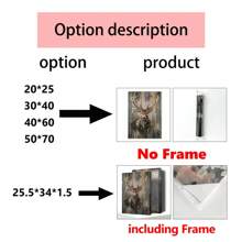 1 件无框抽象鹿帆布画,客厅卧室艺术,轻奢背景墙壁画,工作室走廊挂画,带外框,聚氨酯框架,海报,墙壁艺术,房间装饰用品 - 彩色 - 查看 7