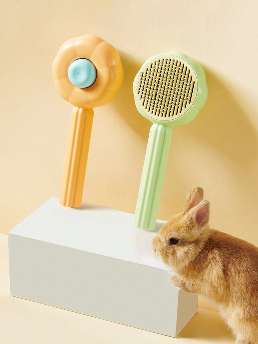 1pc/2pcs Rabbit Fur Grooming Brush, Small Pet SelfCleaning Comb, Multi