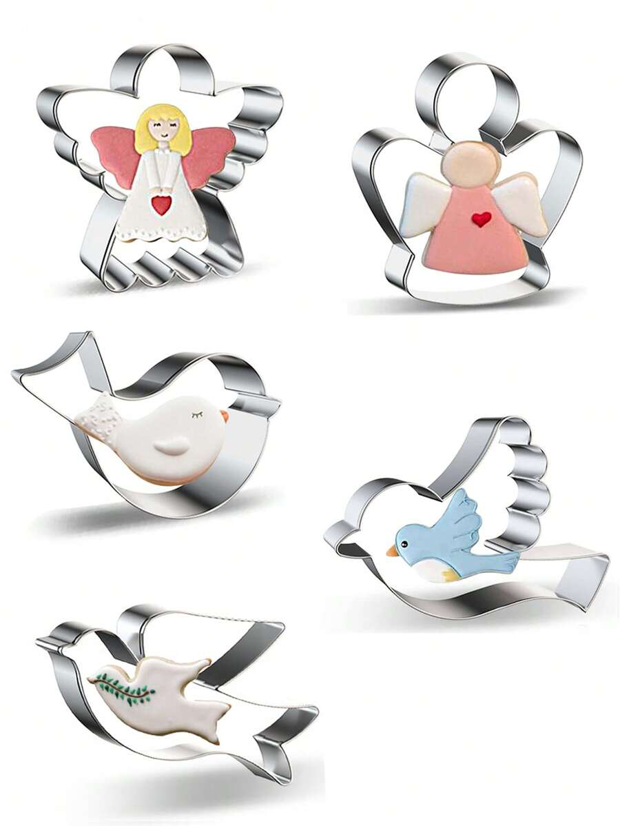 1pc Stainless Steel Pigeon/Angel Shaped Cookie Cutter, DIY Baking Cake Mold