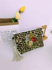 1 pieza Bolso de lona personalizado - Paisaje, Ilustración, Único, Plegable, Gran capacidad, Ligero, Moda, Personalizado, Bolso de maquillaje, Bolso de mano, Monedero, Organizador, Lindo, Decoración con borlas