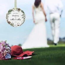 1 件精美亚克力先生和夫人第一个圣诞节装饰品 2024 - 为新婚夫妇设计的独特婚礼挂饰，纪念我们的第一个结婚圣诞节，珍贵的纪念品和浪漫的礼物创意 - 白色 - 查看 7