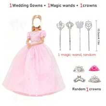 1 set de robe de poupée de mode + 1 baguette magique + 1 couronne, pour poupée de 11,5 pouces, cadeau de jouet pour filles (poupée non incluse), cadeau d'Halloween/Thanksgiving/Noël