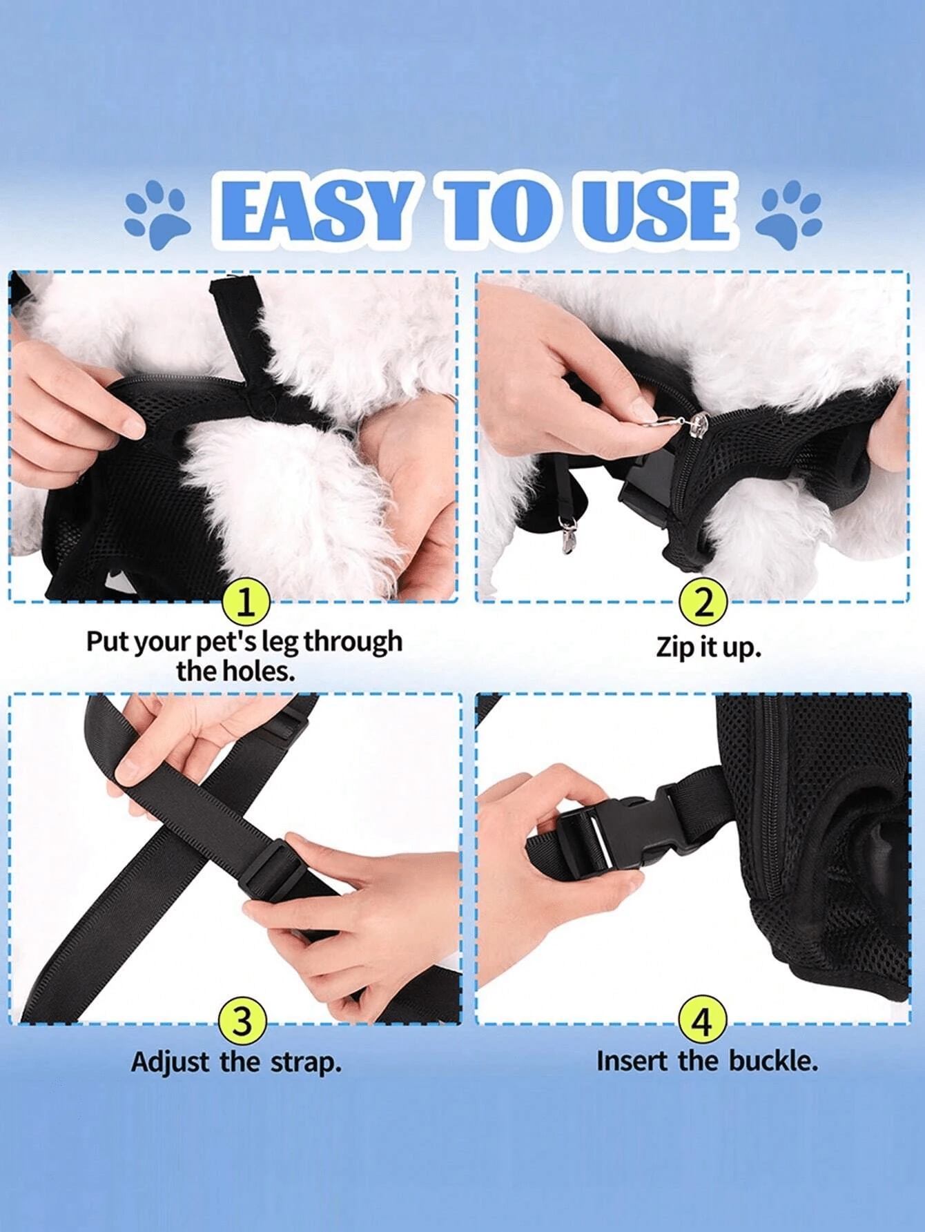 1pc Breathable Pet Front Chest Carrier Portable Mesh Shoulder Backpack