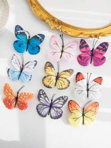 10pcs/Set Multicolor Artificial Flowers Silk Butterfly Plastic Butterfly Bridal Bouquet Valentine's Day Fake Plants Wedding Decoration DIY Wreath Material, Bride Holding Wrist Flower Decoration Accessories, Wedding Car Decoration, Lintel Arch Decoration, Home, Dining Room, Bedroom, Vase Decoration, Birthday Party Decoration Materials New Year Gifts, Valentine's Day, Gift - Multicolor - View 4
