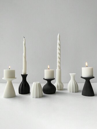 1 件石膏水泥树脂烛台模具，可制作 DIY 烛台、蜡杯储物碗托盘、芳香疗法工艺品、珠宝托盘、家居装饰树脂铸造粘土工艺品、艺术礼品