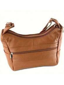 Womens Genuine Leather Purse Adjustable Strap Mid Size Multi Pocket Shoulder Bag - 棕色 - 查看 3