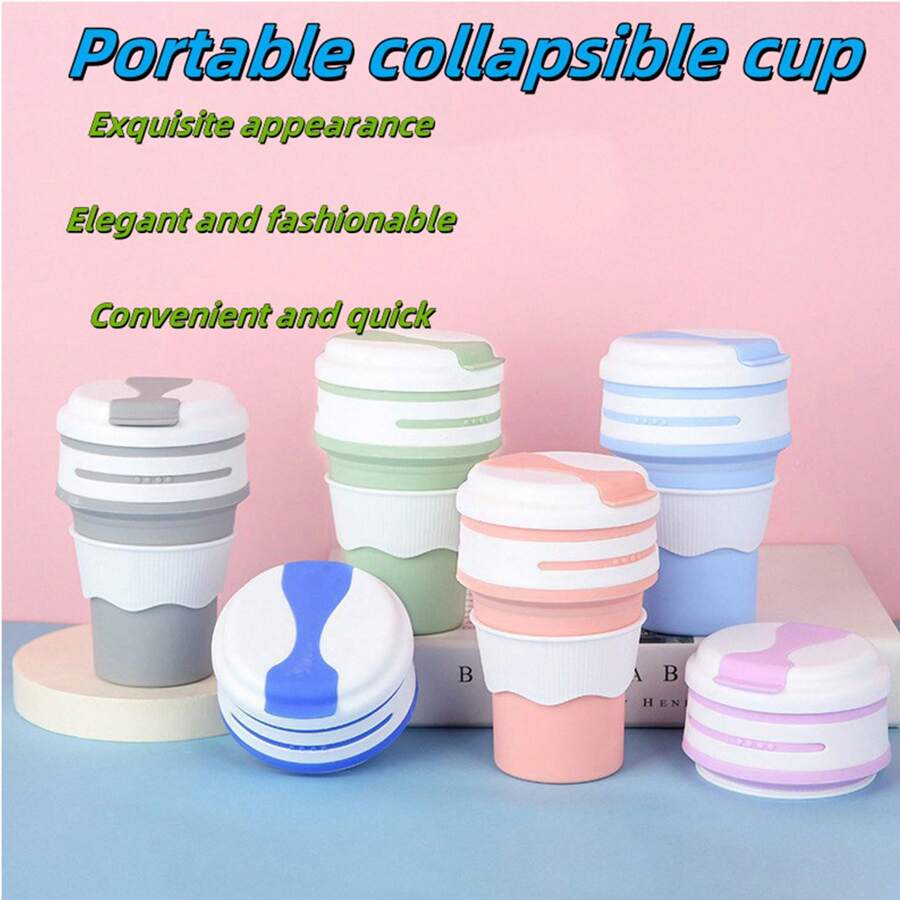 1pc Silicone Foldable Coffee Cup, Heat Resistant Portable Retractable Water Cup For Office, Travel