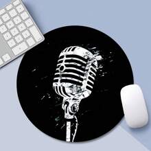 1pc Cute Music Record Shape Mouse Pad, Compact Mini Round Mouse Pad With Non-Slip Rubber Base, Suitable For Work Office Desktop Computer Laptop, Desk Accessories