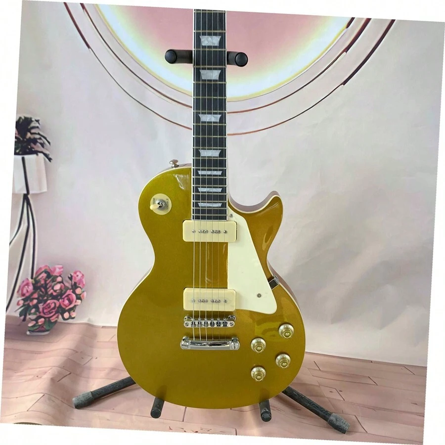 Gold Top Electric Guitar P90 Pickup Mahogany Body Chrome Hardware 22