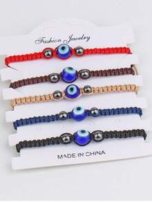 1 件可调节编织蓝眼睛恶魔之眼手链 - 彩色 - 查看 1