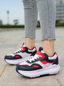 可拆卸和稳定性改进的运动鞋，经典设计适合日常穿着，网眼面料适合轮滑，返校学生鞋 - 藏蓝色 - 查看 6