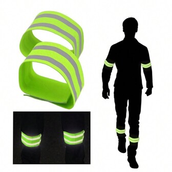 反光带，弹性反光臂带跑步装备反光腕带，用于臂带腕带脚踝腿部，夜间户外散步配件，男女皆宜