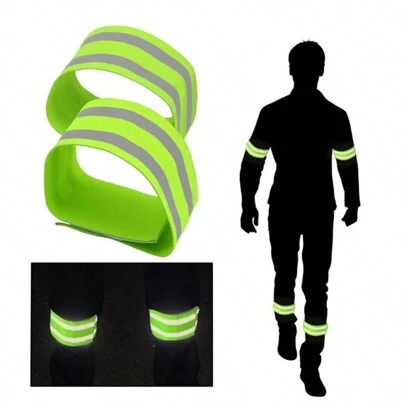 反光带、弹性反光臂带、跑步装备反光腕带，适用于手臂、手腕、脚踝、腿部，男女户外夜间步行配件