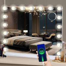 Geschenk 60 x 52 cm Schminkspiegel mit 17 LED-Beleuchtung, USB-Touch, Heimdekoration, Badezimmerzubehör, Schulrückkehrartikel - Weiss - Übersicht 5