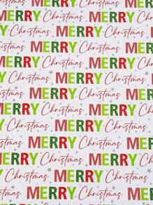 1pc Holiday Christmas Gift Wrapping Paper - Cartoon Santa Claus & Christmas Tree Pattern Double Sided Gift Wrap - Multicolor - View 13