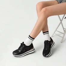 Weide Tenis Mujer Plataforma, Zapatillas de Mujer Cómodas y Estilosas para Deportes y Actividades al Aire Libre - Negro - Ver 3