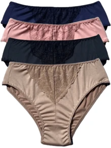 Kit 4 Women's Panties For The Elderly Lingerie Comfort Lace Microfiber Underwear - Nhiều màu - Xem 1