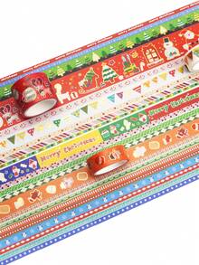 22 Cuộn/Hộp, Băng Keo Washi Màu Đồng Nhiều Kích Cỡ Giáng Sinh, Cây Thông Noel, Ông Già Noel, Người Tuyết Và Các Thiết Kế Họa Tiết Khác 5 Mét * Dải Nhãn Dán Dài 197 Inch Dùng Để Trang Trí Nền Tiệc Ngày Lễ Băng Keo Trang Trí Sổ Lưu Niệm - Nhiều màu - Xem 5
