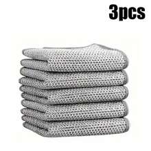Miếng lau - Khăn lau nhà bếp chống dính, khô nhanh, dùng cho bát đĩa và bếp, miếng chà bằng thép không gỉ bền bỉ cho đồ nấu nướng và bếp, hoàn hảo để loại bỏ vết bẩn - Bạc - Xem 11