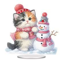 圣诞雪人与猫钻石画桌面套装 5D DIY 钻石艺术桌面装饰宝石镶嵌工艺品家居卧室桌面装饰 - 彩色 - 查看 6
