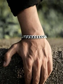 1 pezzo Braccialetto catena in acciaio inossidabile dorato, accessorio di gioielleria personalizzato stile hip-hop da uomo