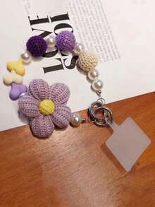 1 dây đeo điện thoại hình trái tim và hoa thủ công thời trang ngắn - Nhiều màu - Xem 4