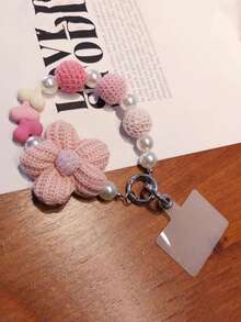 1 dây đeo điện thoại hình trái tim và hoa thủ công thời trang ngắn - Nhiều màu - Xem 3